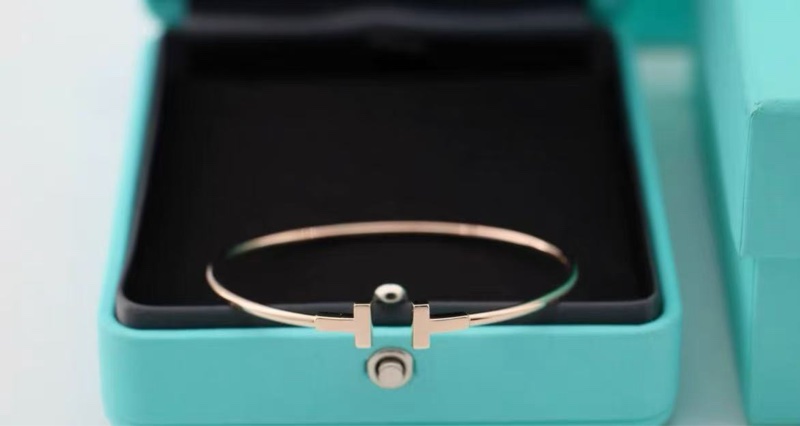TIFFANY T系列雙T線圈手鐲 14cm 98新配件盒子-3