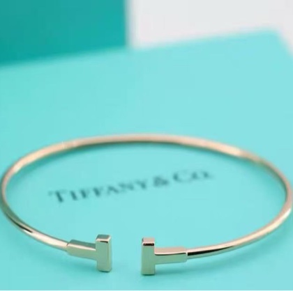 TIFFANY T系列雙T線圈手鐲 14cm 98新配件盒子-4