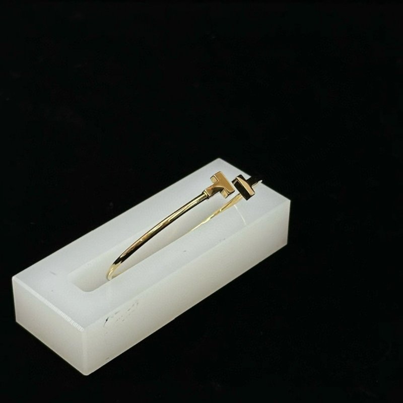 TIFFANY T系列雙T線圈手鐲 14cm 98新配件盒子塵袋-2