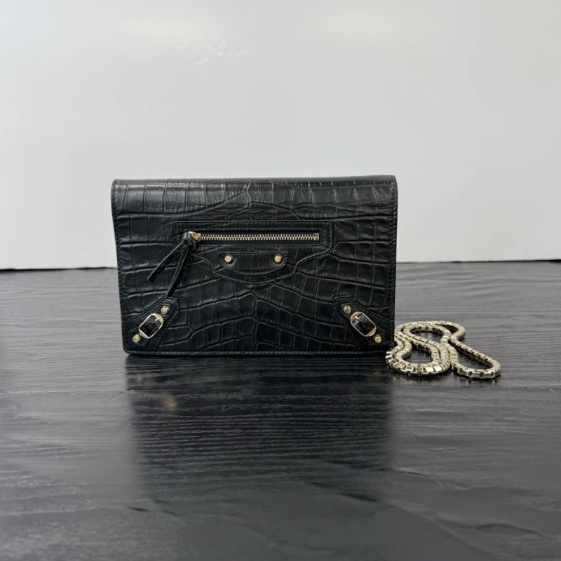 BALENCIAGA 黑金機車WOC肩背斜背包 21*13*3 99新配件塵袋-0