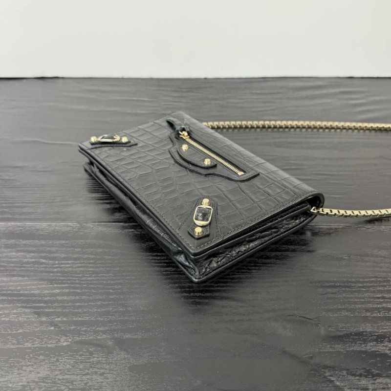 BALENCIAGA 黑金機車WOC肩背斜背包 21*13*3 99新配件塵袋-2