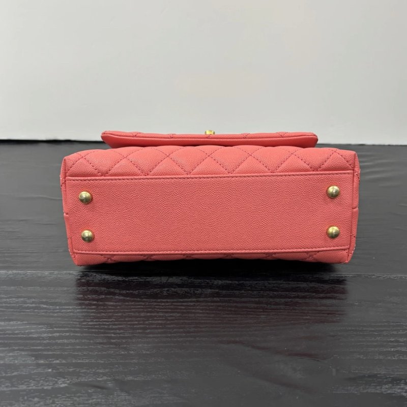 CHANEL CoCohandle小號粉金紅手柄 肩背手提斜背包 23*14*9 99新 配件塵袋保卡-3