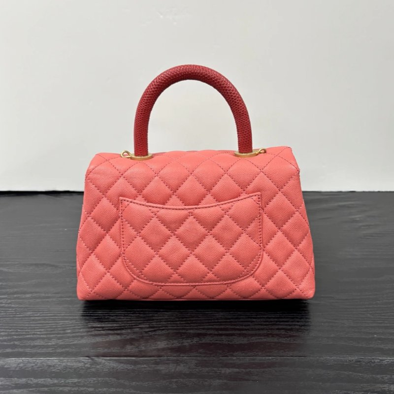 CHANEL CoCohandle小號粉金紅手柄 肩背手提斜背包 23*14*9 99新 配件塵袋保卡-5