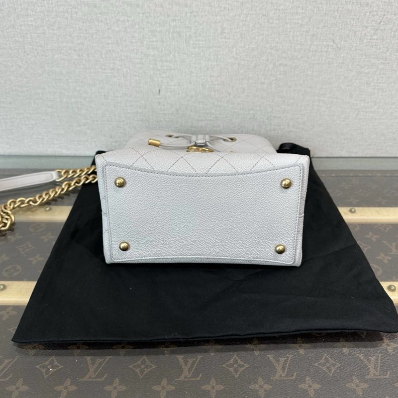 CHANEL灰金荔枝紋水桶手提肩背包 20*12*20 99新配件盒子塵袋-3