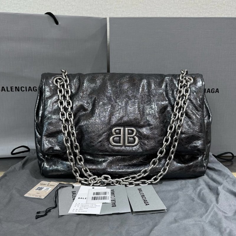 BALENCIAGA 珠光 MONACO 中號 31*22*10 99新配件盒子塵袋-0