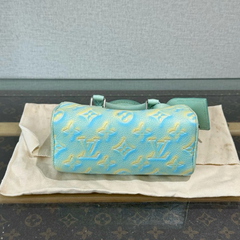 LV 星辰綠speedy nano手提斜背包 芯片款 16*10*7.5 99新配件塵袋-3