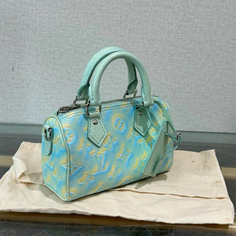 LV 星辰綠speedy nano手提斜背包 芯片款 16*10*7.5 99新配件塵袋-1