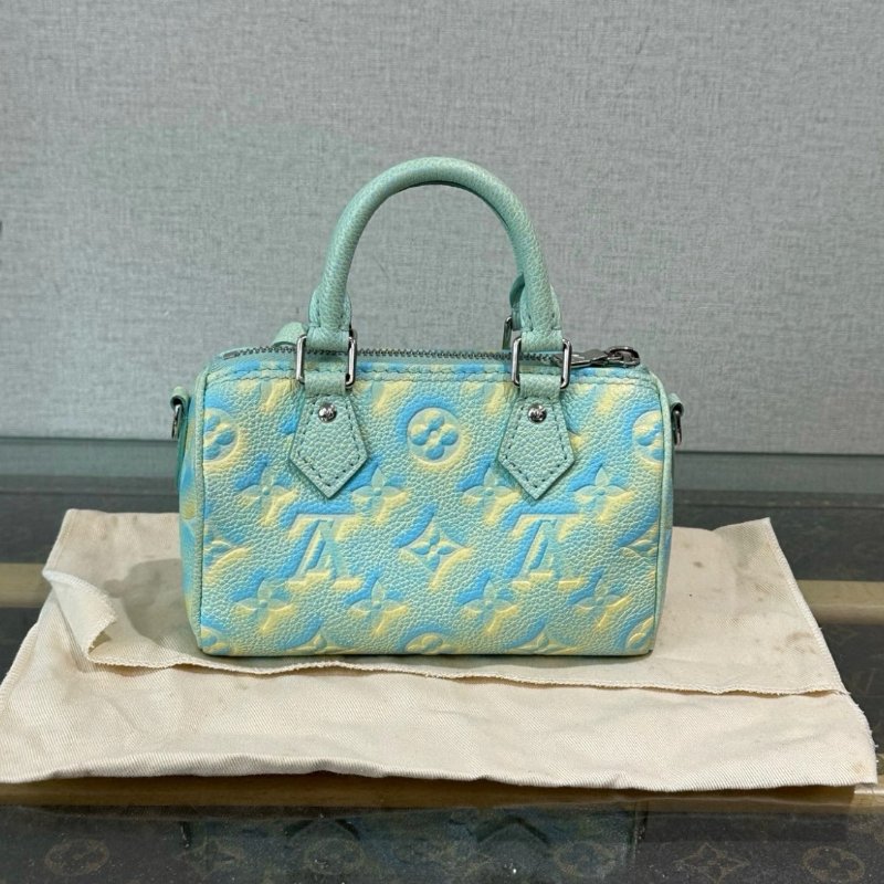 LV 星辰綠speedy nano手提斜背包 芯片款 16*10*7.5 99新配件塵袋-5