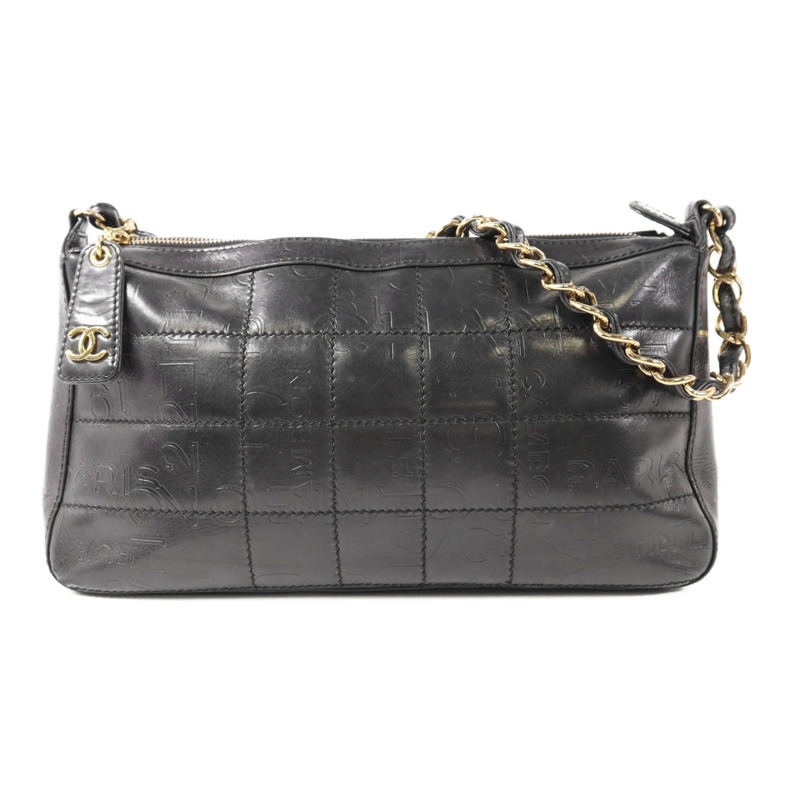 CHANEL 羊皮皮革Vintage Chain Shoulder金扣鏈帶肩背袋-1