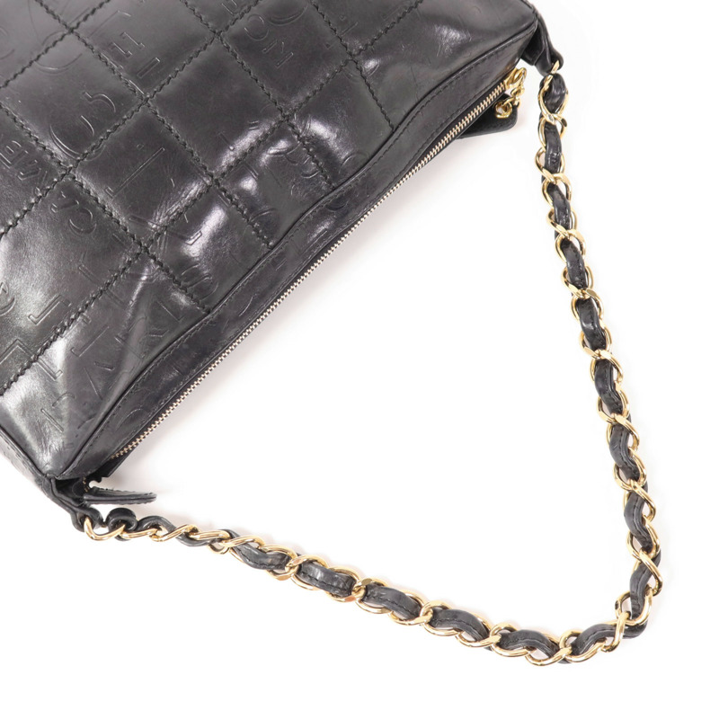 CHANEL 羊皮皮革Vintage Chain Shoulder金扣鏈帶肩背袋-7