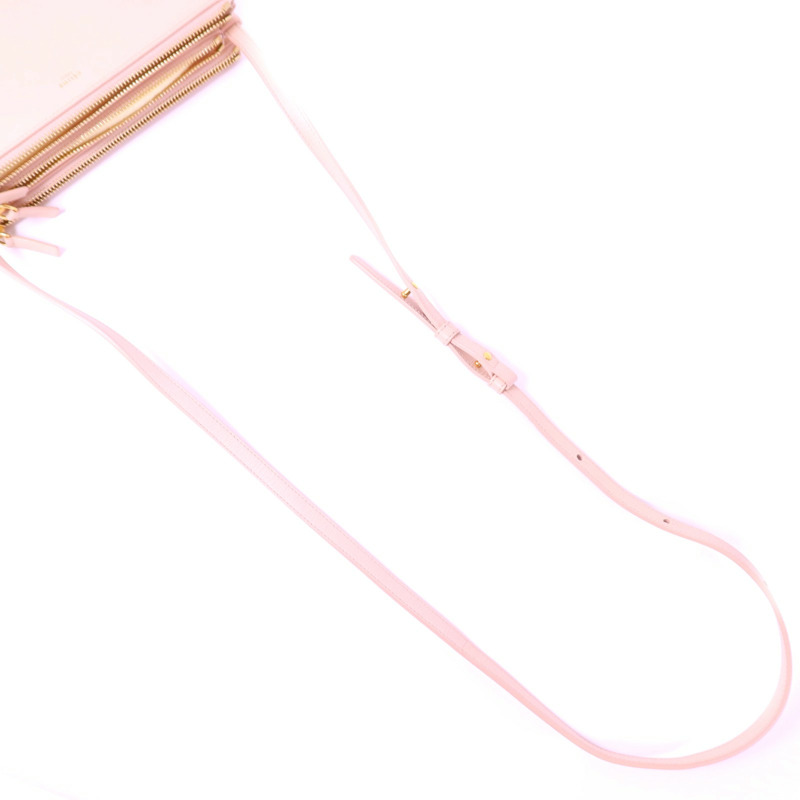 CELINE 牛皮皮革Trio金扣肩背袋-7