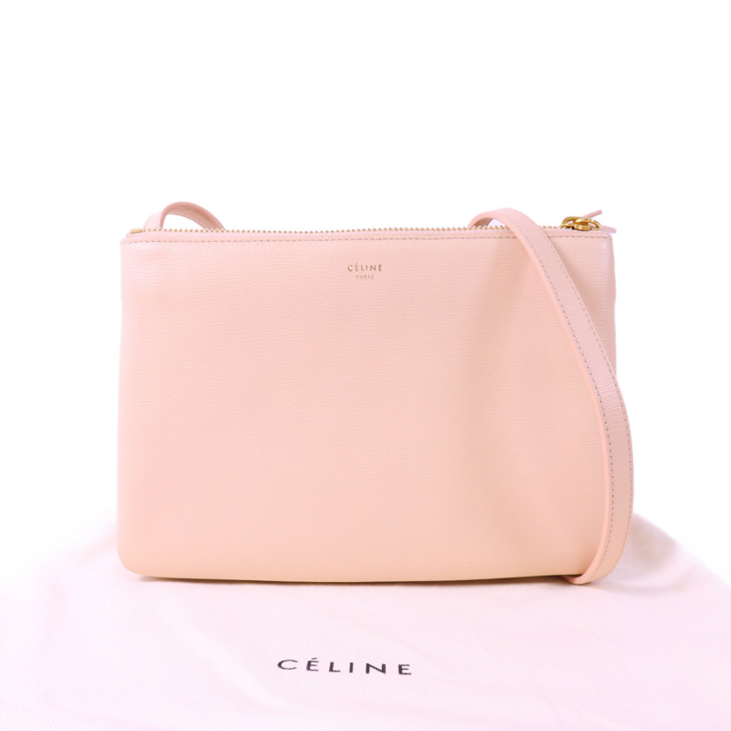 CELINE 牛皮皮革Trio金扣肩背袋-8