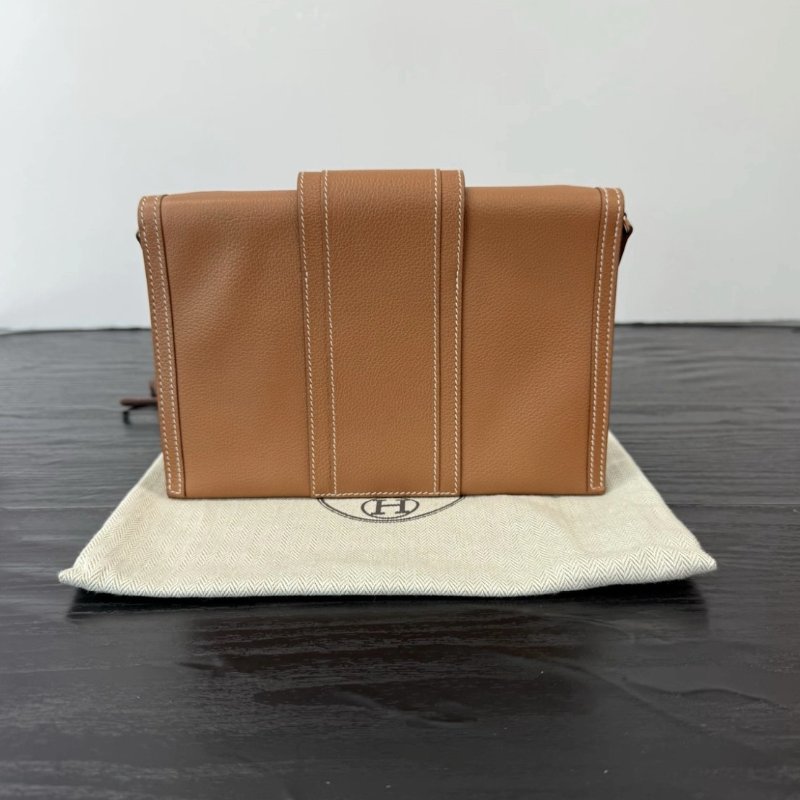 HERMES 金棕銀扣 H Passant手拿斜背包 21*14*3 99新配件盒子塵袋-5