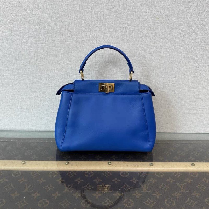 FENDI 藍色金扣 Peekaboo手提肩背斜背包 23*17*10 99新配件塵袋-5