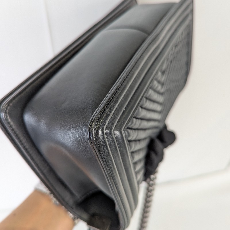 莉亞精品♡Chanel boy25炭灰銀釦-7