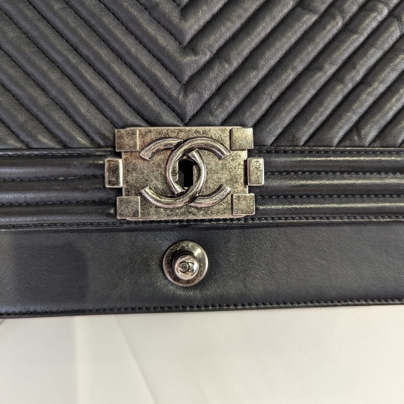 莉亞精品♡Chanel boy25炭灰銀釦-15