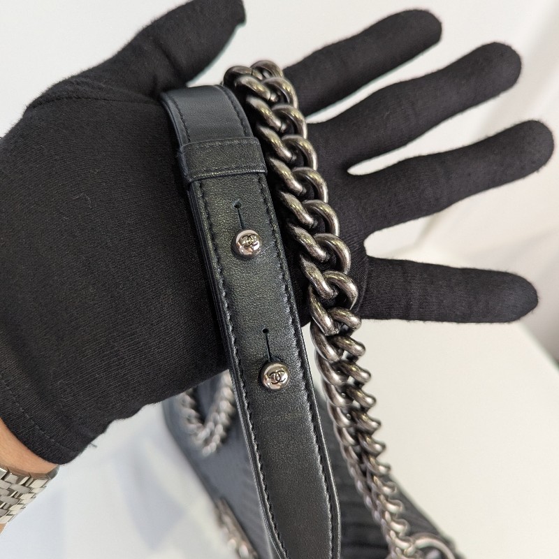 莉亞精品♡Chanel boy25炭灰銀釦-16