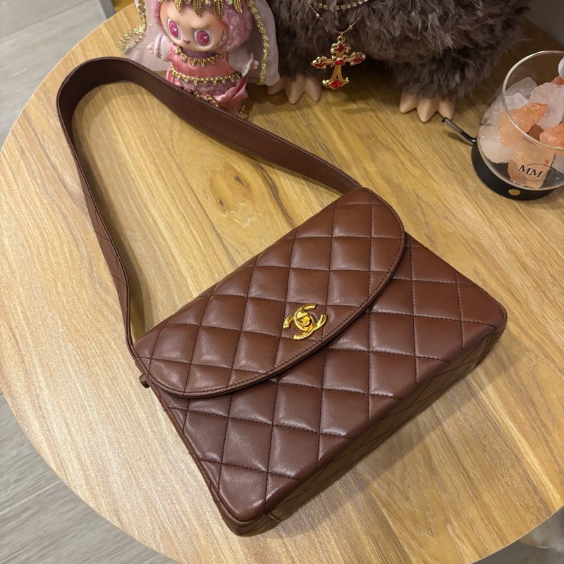 Chanel 香奈兒 Kelly Shoulder 巧克力色 中古 24k Vintage-0
