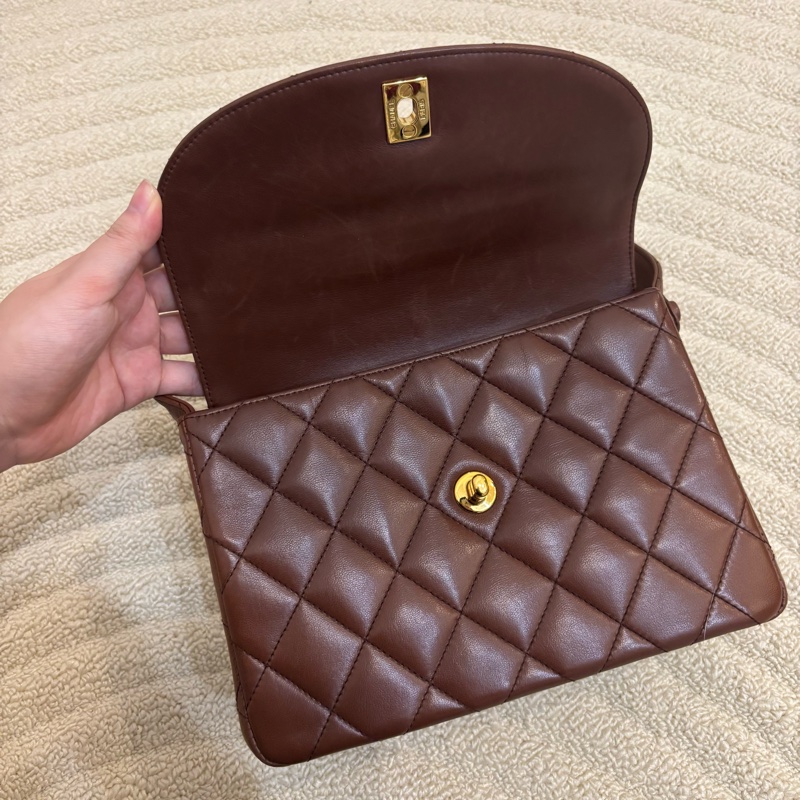 Chanel 香奈兒 Kelly Shoulder 巧克力色 中古 24k Vintage-14