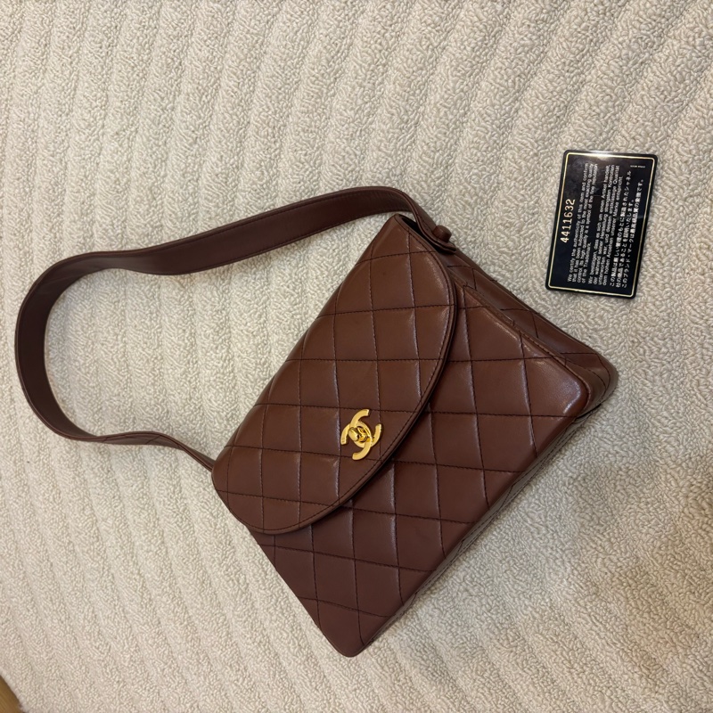 Chanel 香奈兒 Kelly Shoulder 巧克力色 中古 24k Vintage-24