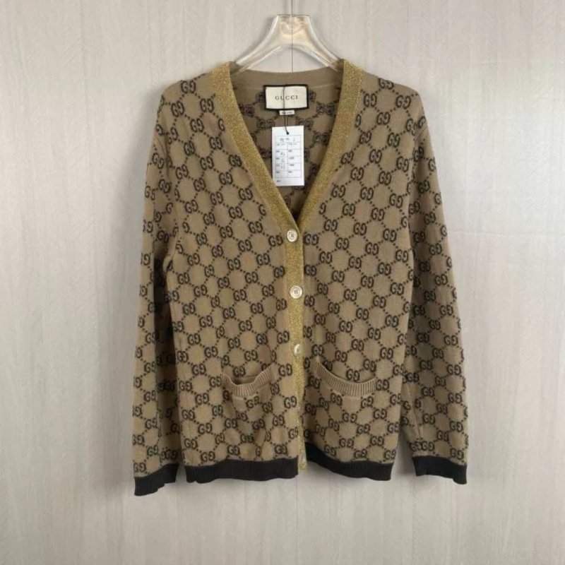 GUCCI 金線滿LOGO針織外套 L號 幾乎全新-3