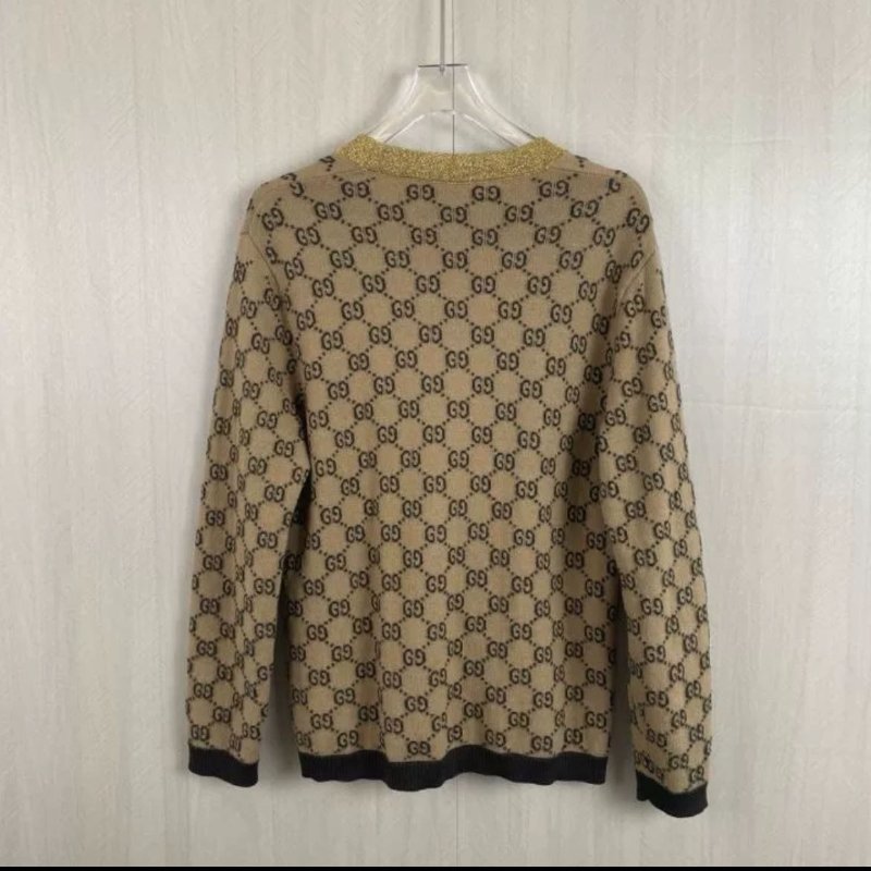 GUCCI 金線滿LOGO針織外套 L號 幾乎全新-4