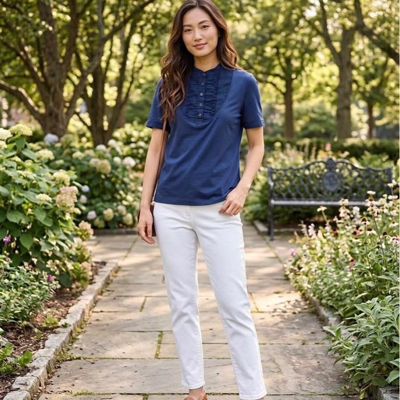 BURBERRY 倫敦 藍紫色滾邊拼接上衣-0