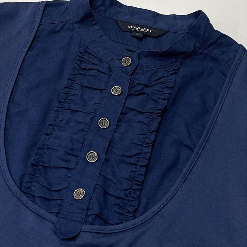 BURBERRY 倫敦 藍紫色滾邊拼接上衣-5