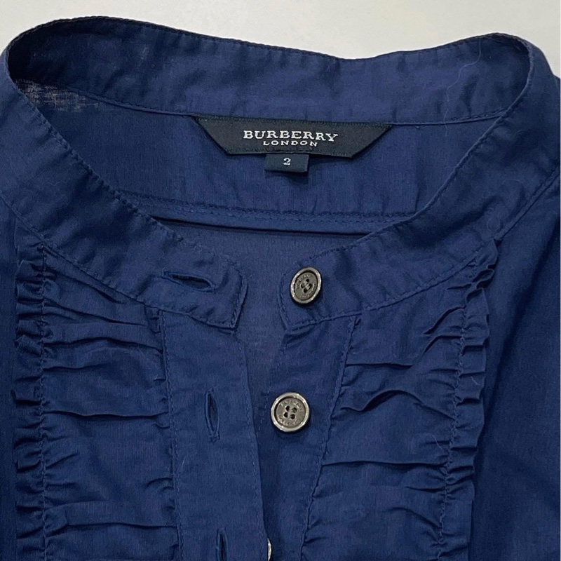 BURBERRY 倫敦 藍紫色滾邊拼接上衣-6