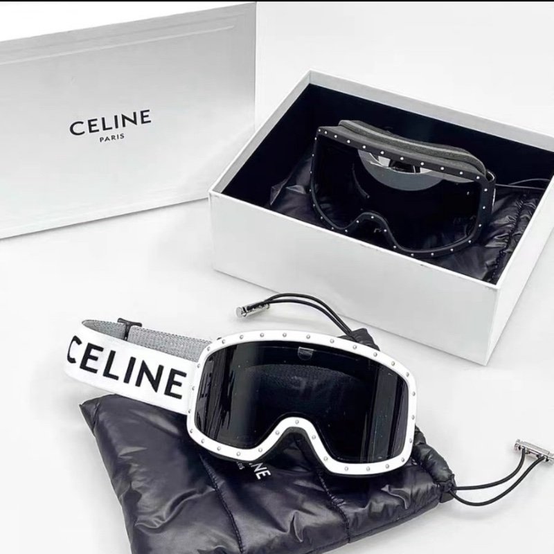 CELINE 白色鉚釘滑雪鏡 全新全配-4