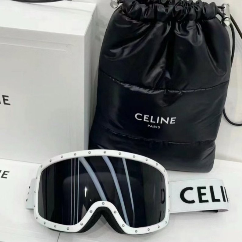 CELINE 白色鉚釘滑雪鏡 全新全配-5
