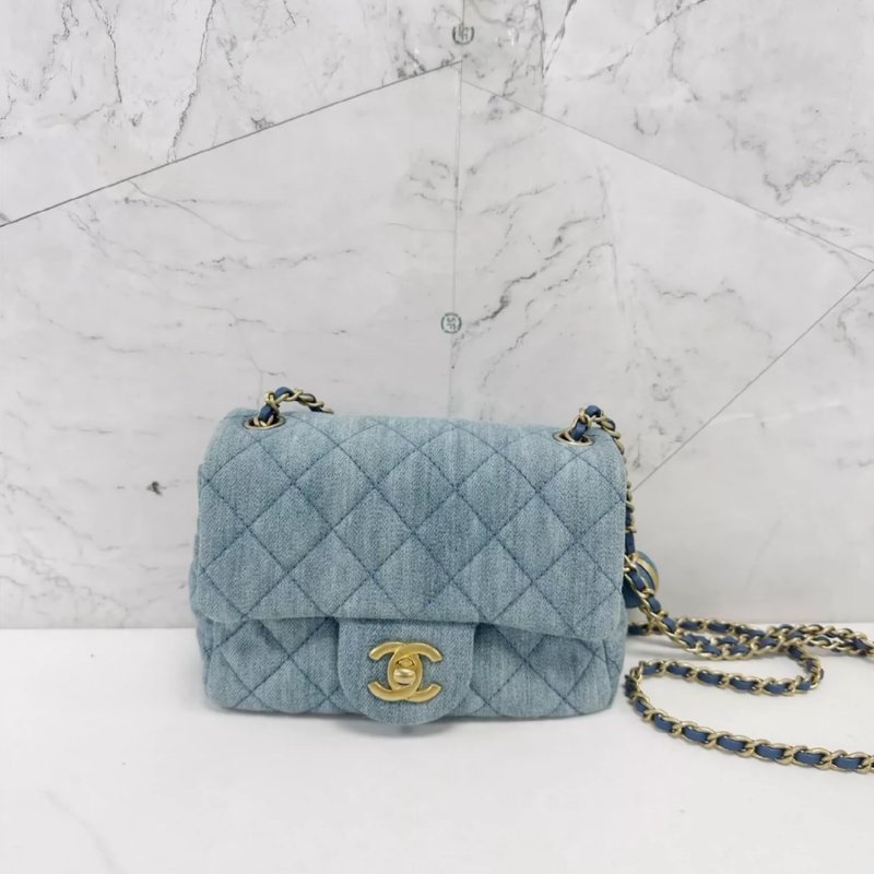 Chanel 牛仔金球方胖子 全新 晶片款 18*13*7-1