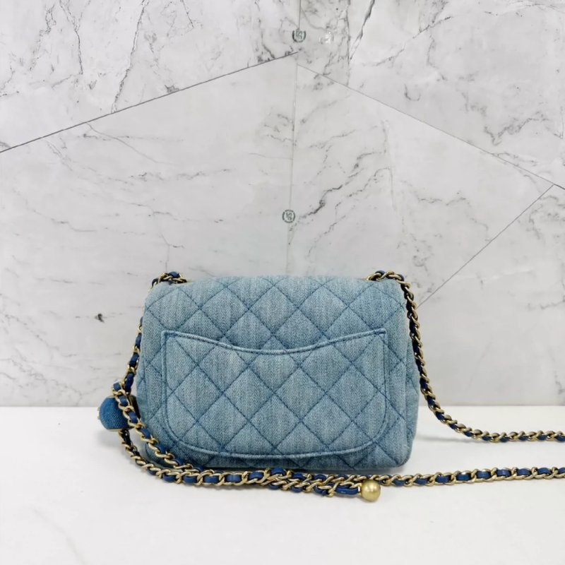 Chanel 牛仔金球方胖子 全新 晶片款 18*13*7-4