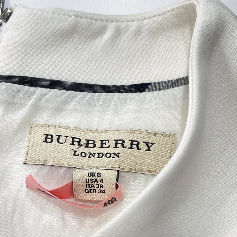 BURBERRY  倫敦 小牛皮編織肩扣V領洋裝-8