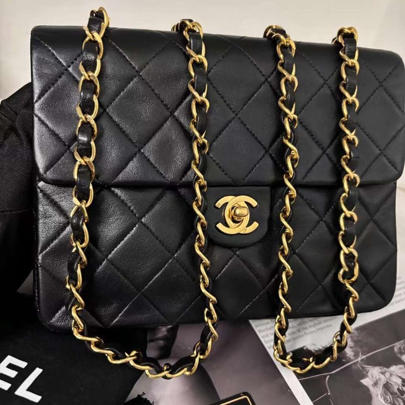 Chanel 羊皮方胖子20cm 卡標塵袋齊全 經典款值得擁有-2