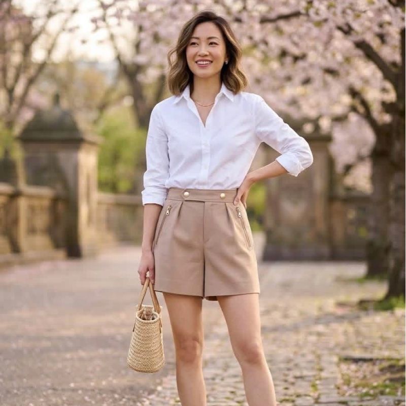 BURBERRY   藍標 金扣拉鏈短褲-9