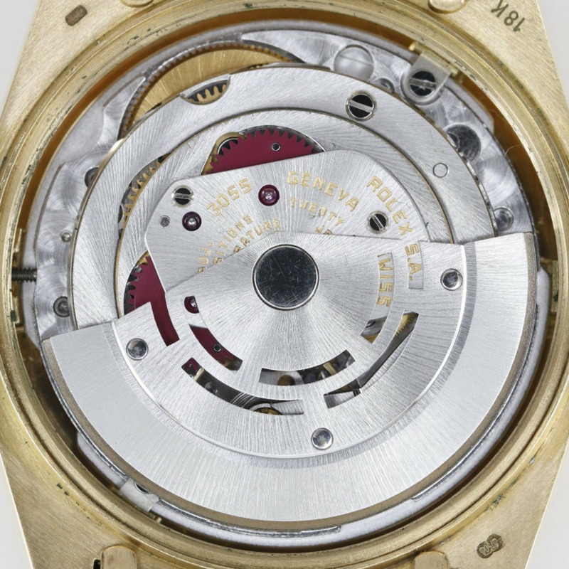 勞力士星期日曆型腕錶,3055 型機芯,18038LB,18K 黃金,1982 年,自動上鍊,模擬顯示,金色錶盤,男士-3