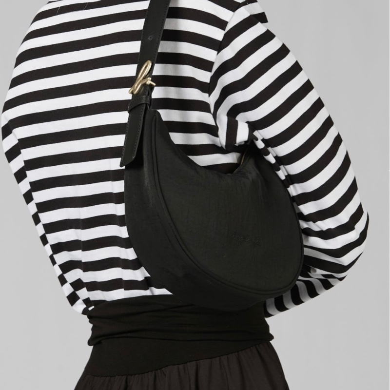 Agnes b.黑色彎月肩背包 全新-0