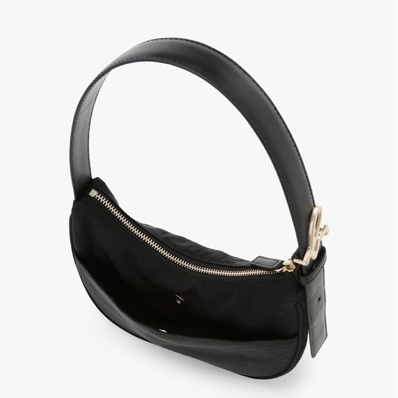 Agnes b.黑色彎月肩背包 全新-5