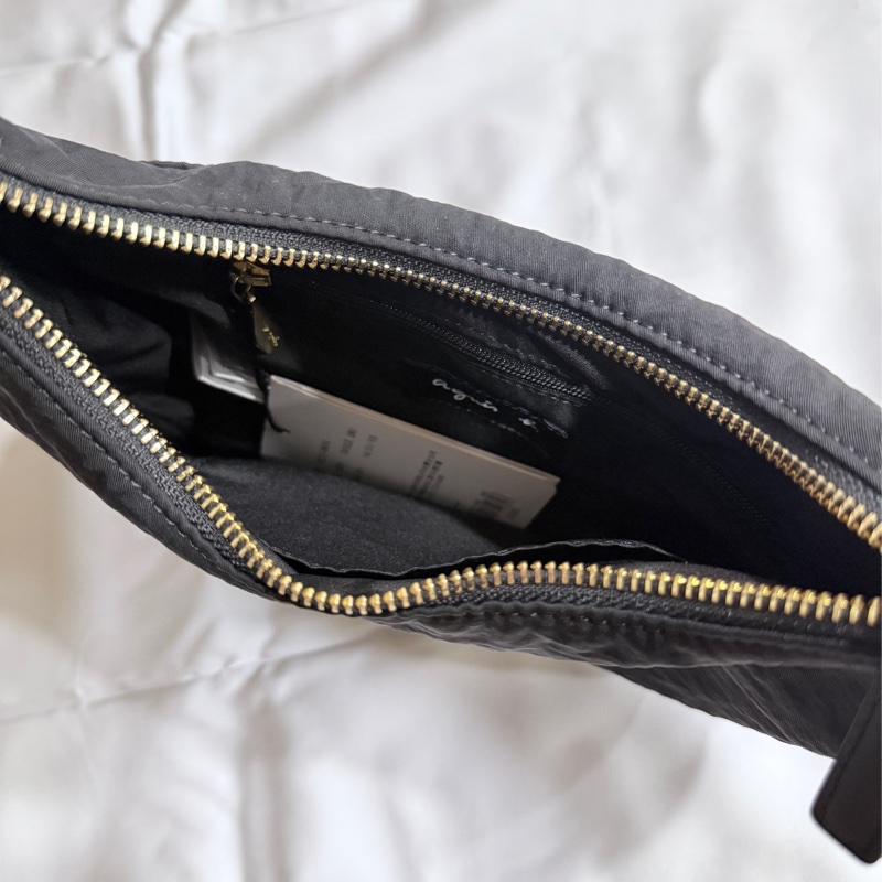 Agnes b.黑色彎月肩背包 全新-12