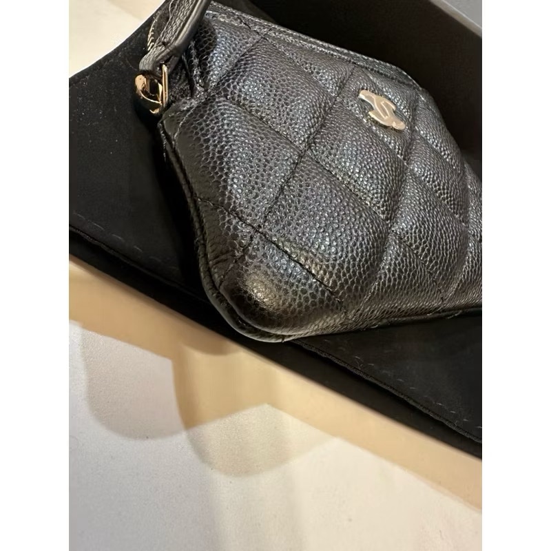 Chanel 吐司零錢包 卡夾 卡包 黑金荔枝-0