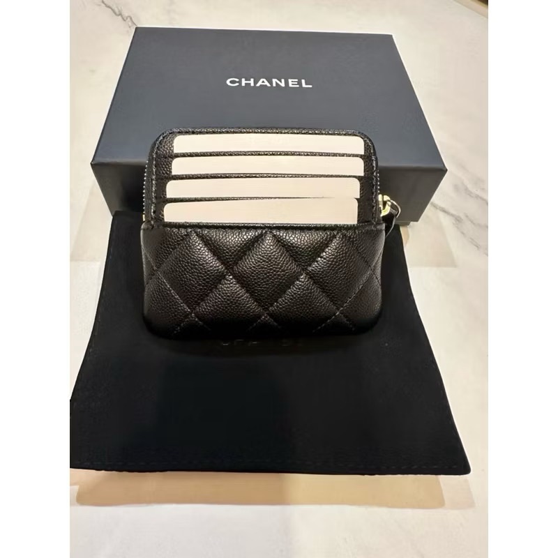 Chanel 吐司零錢包 卡夾 卡包 黑金荔枝-2