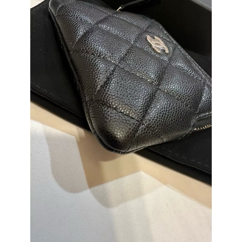 Chanel 吐司零錢包 卡夾 卡包 黑金荔枝-5