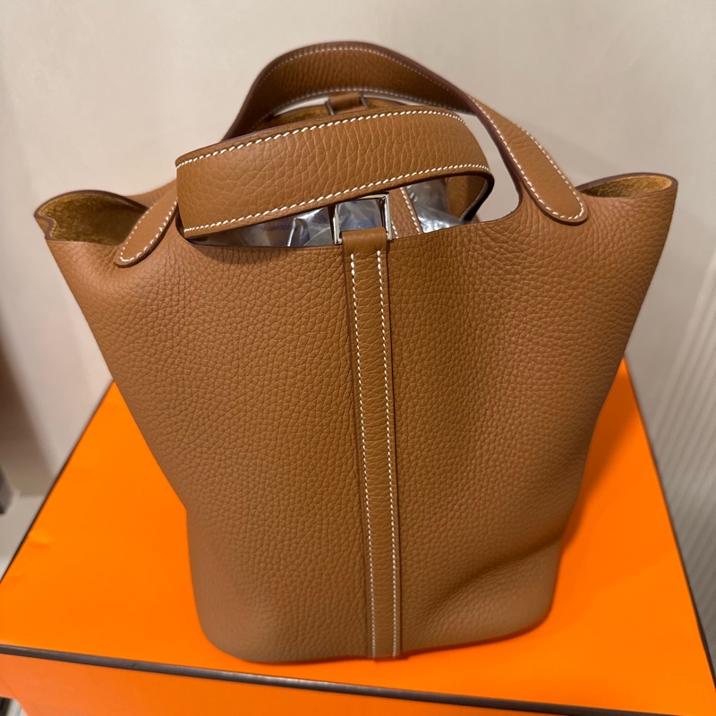 hermes 愛馬仕 picotin 22 菜籃子 金棕銀扣-0