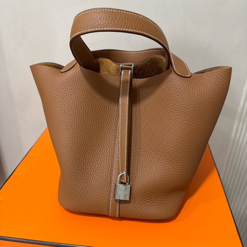 hermes 愛馬仕 picotin 22 菜籃子 金棕銀扣-4