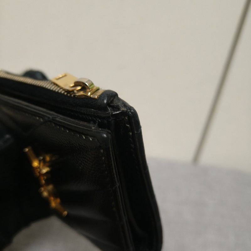 🔥10/3-10/31週年慶🔥【超狂優惠】✨YSL✨SAINT LAURENT （附盒/防塵袋）聖羅蘭 黑金 魚子醬 短夾 皮夾 錢包/二手精品/二手皮夾/保證正品🌳二手樹屋🌳-10