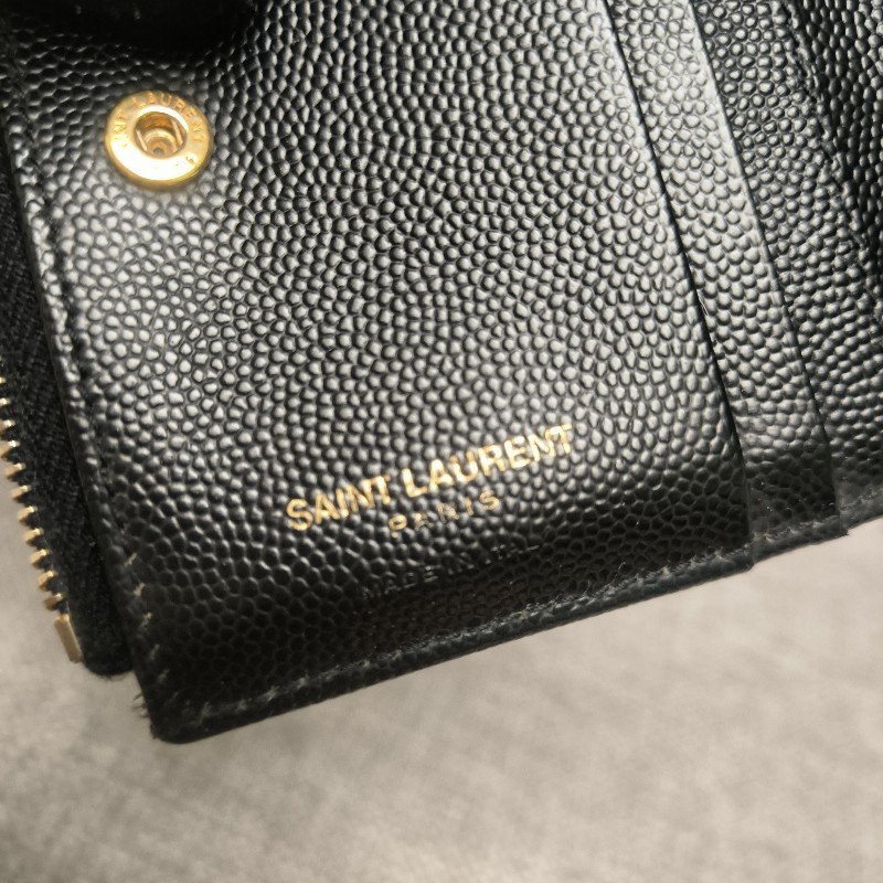 🔥10/3-10/31週年慶🔥【超狂優惠】✨YSL✨SAINT LAURENT （附盒/防塵袋）聖羅蘭 黑金 魚子醬 短夾 皮夾 錢包/二手精品/二手皮夾/保證正品🌳二手樹屋🌳-18