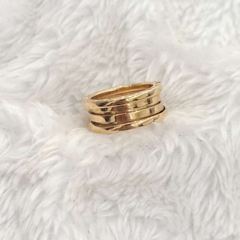 BVLGARI/寶格麗 B.zero1系列黃金色三環彈簧戒指-1