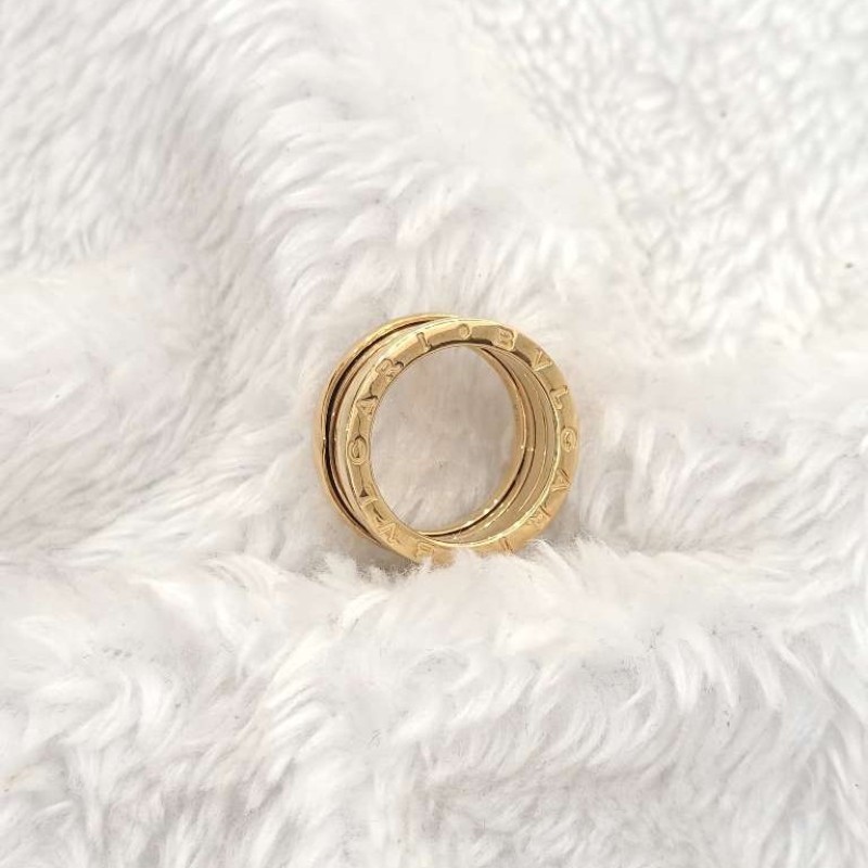 BVLGARI/寶格麗 B.zero1系列黃金色三環彈簧戒指-3
