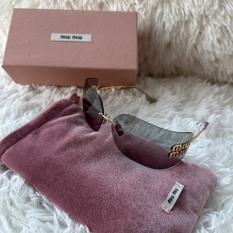 miumiu 繆繆 MU54YS 墨鏡 太陽鏡 金色logo 細鏡腿 不規則形-2